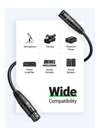 XLR Cable 1M Microphone XLR Male to Female Extension Cord XLR Jack Extender for PA System Studio Recorder Amplifier Mixer Speaker System or Professional Recording 20708 Black - view 3
